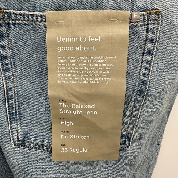 EVERLANE NWT The The Rigid Relaxed Straight Slouch Jean in Vintage // 33 - Picture 9 of 16